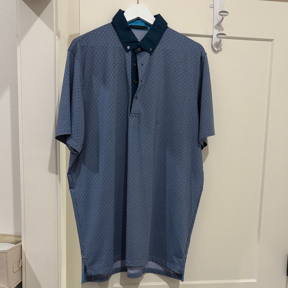 Greyson Navy Patterned Polo Shirt